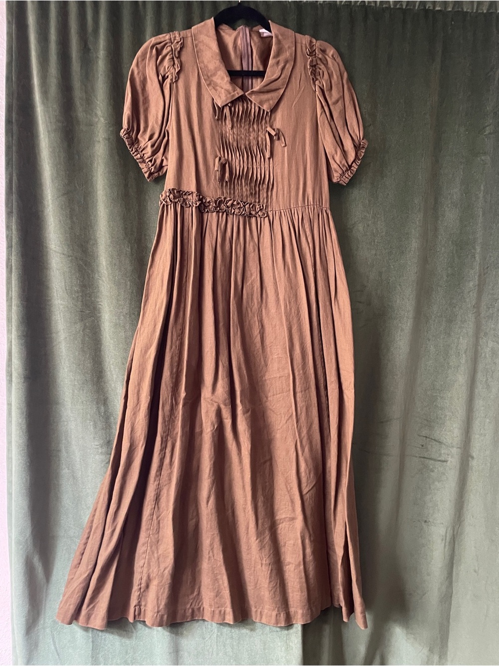Linennaive olive green linen dress